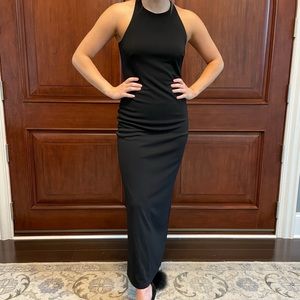 Slim long black evening gown